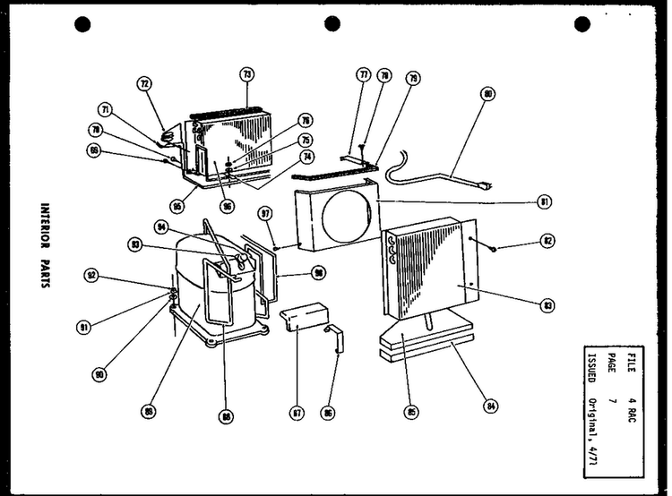 Interior Parts Diagram and Parts List for FC24-3H-1 P54302-54R Amana Air Conditioner