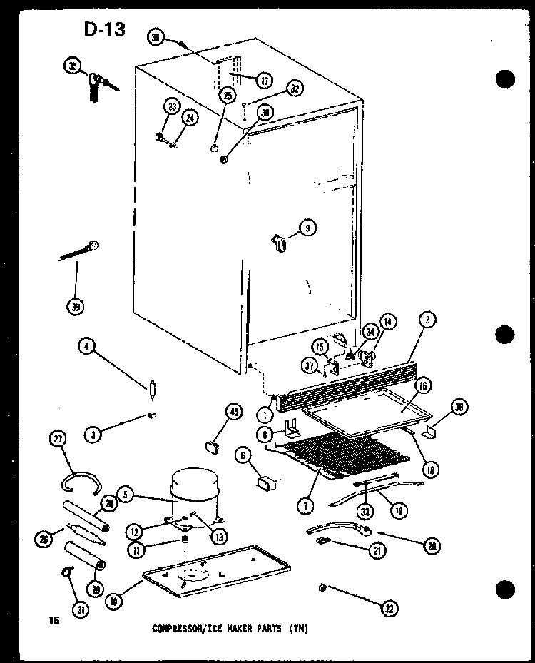 Compressor/ice Maker Parts Diagram and Parts List for ESRFC14E-G-P74645-12WG  Amana Refrigerator