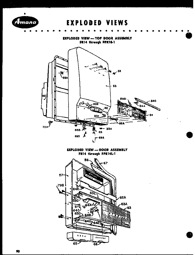 EXPLODED VIEW - TOP DOOR ASSY Diagram and Parts List for FPR14  Amana Refrigerator