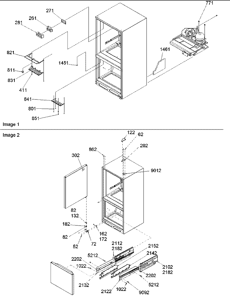 Hinges, Light Covers & Fz Drawers Diagram and Parts List for BRD18V2C P1326504W C Amana Refrigerator