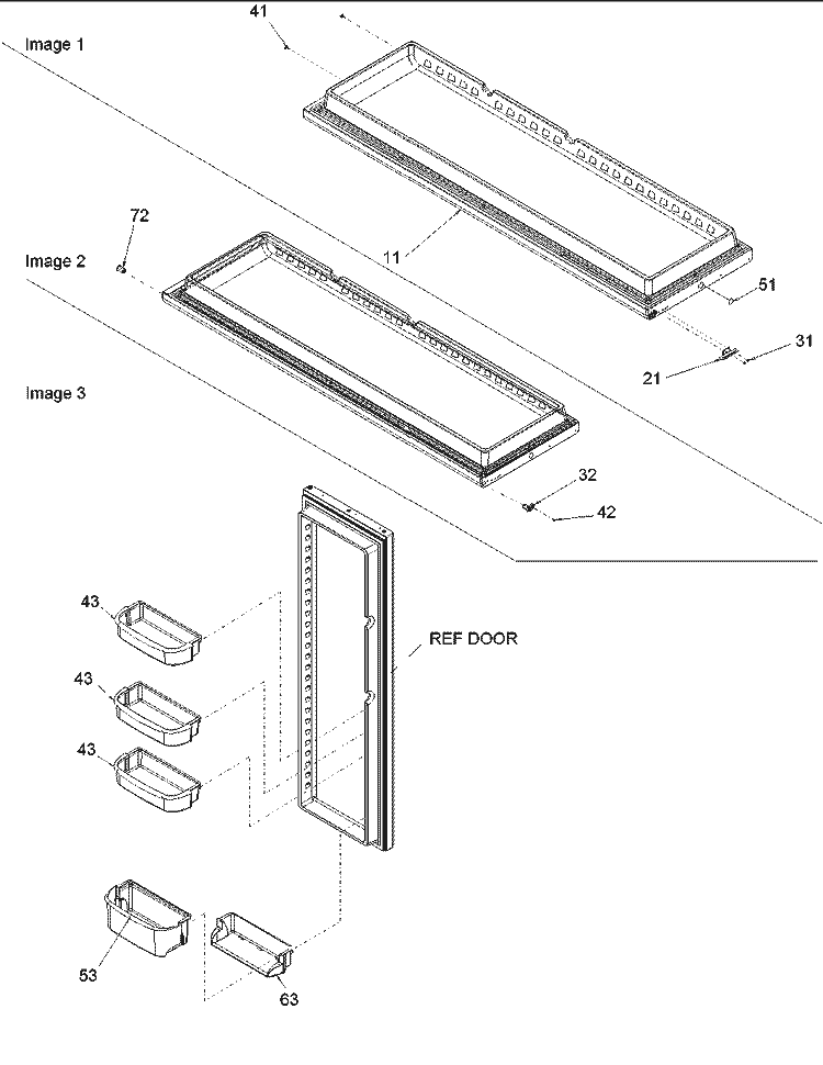Refrigerator Door Diagram and Parts List for PARSE664BC0 Amana Refrigerator