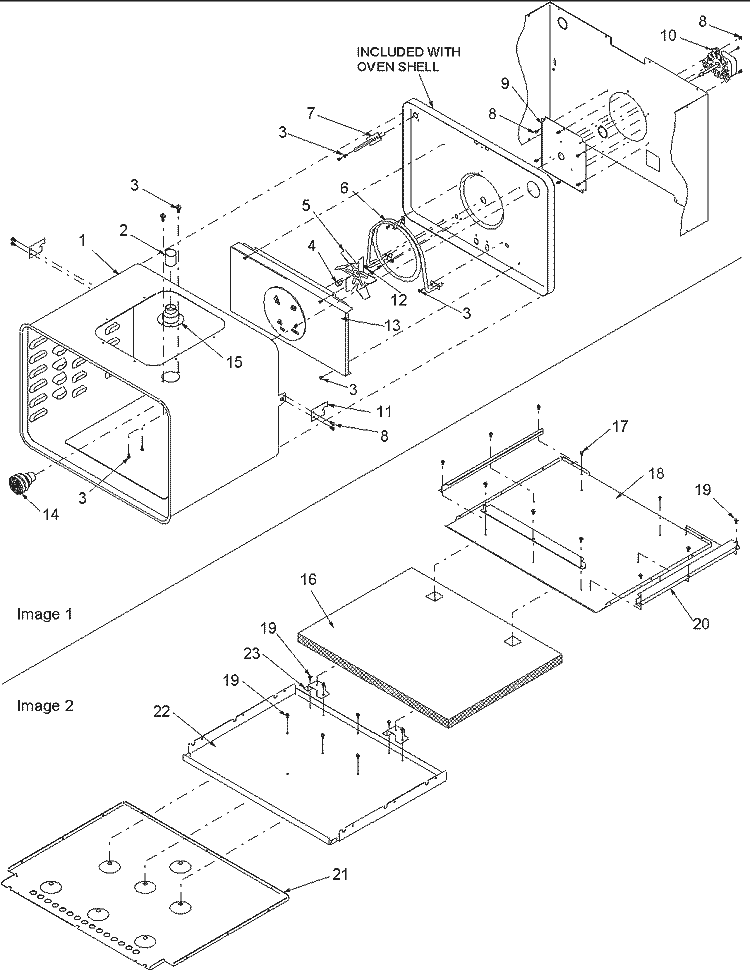 OVEN ASSY / BOTTOM INSULATION Diagram and Parts List for P1132375N E Maytag Wall Oven