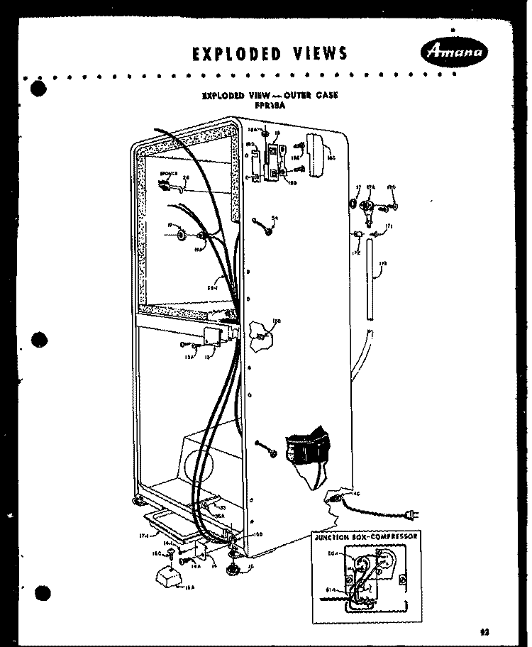 EXPLODED VIEW - OUTER CASE Diagram and Parts List for FPR14  Amana Refrigerator
