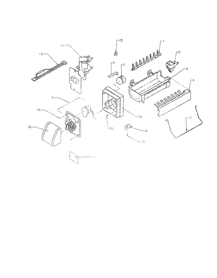 8 Cube Compact Ice Maker Diagram and Parts List for BZ22RE-P1161601WE  Amana Refrigerator
