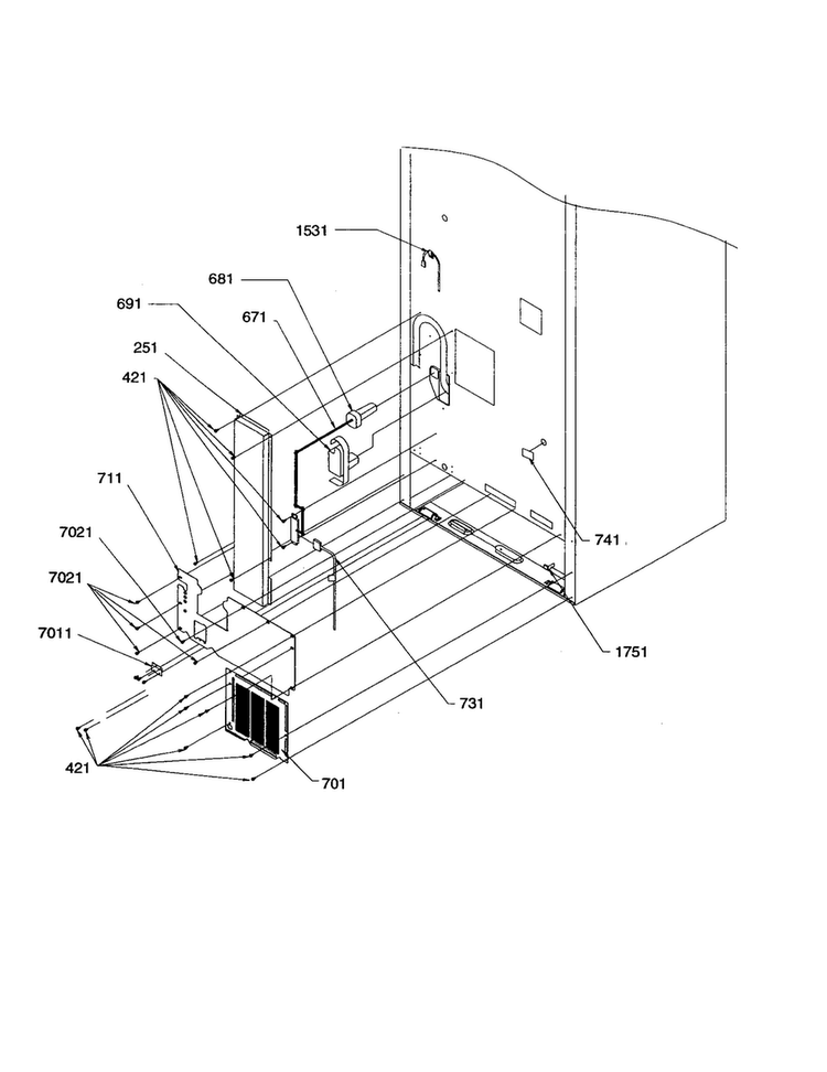 Cabinet Back Diagram and Parts List for BX21V2E-P1325031WB  Amana Refrigerator