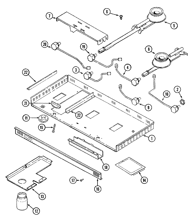 BODY Diagram and Parts List for  Jenn-Air Cooktop