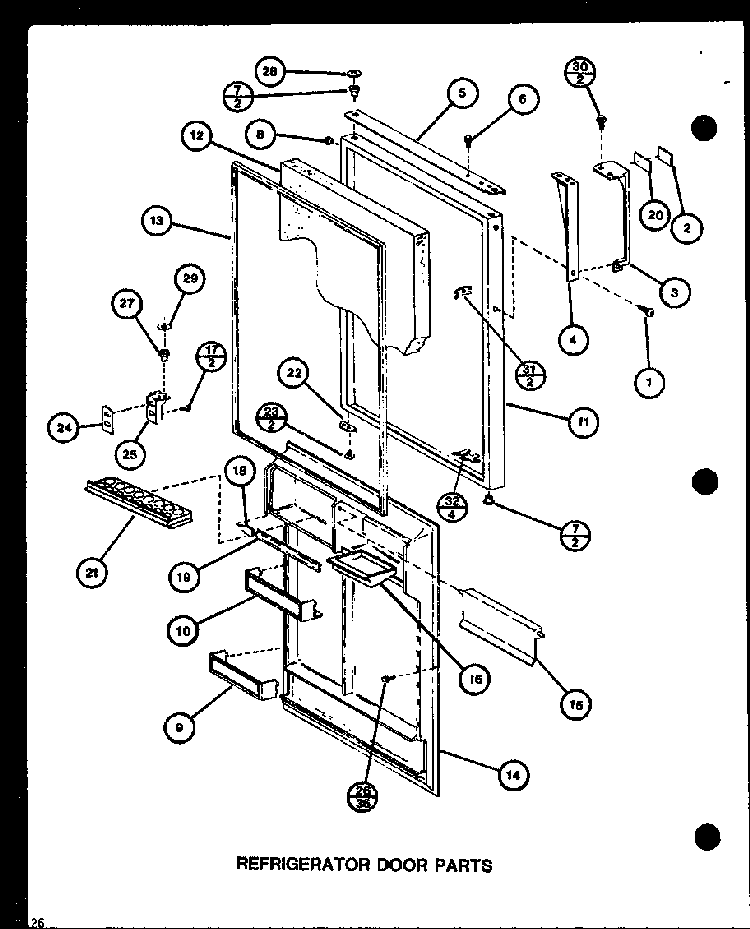Section 1 Diagram and Parts List for CIC-4H-P7621308W  Amana Refrigerator