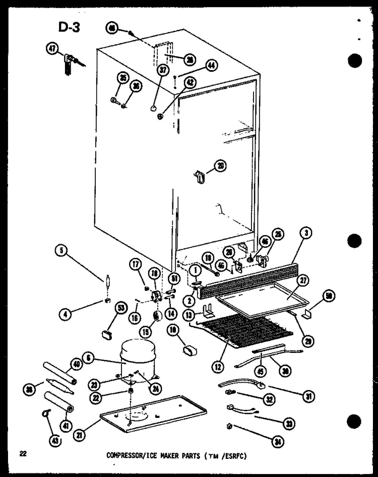 Compressor/ice Maker Parts Diagram and Parts List for ESR16E-G-P73953-27WG  Amana Refrigerator