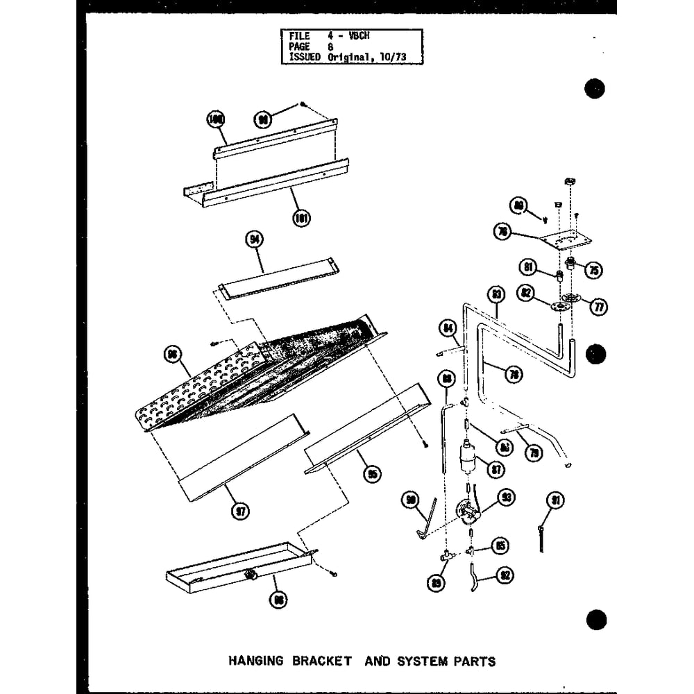Hanging Bracket And System Parts Diagram and Parts List for VBCH-35X-1J P54878-6C Amana Air Conditioner