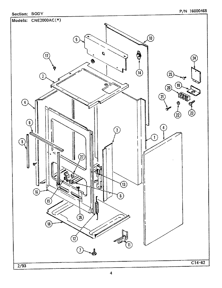 BODY Diagram and Parts List for CNE2000ACW  Maytag Range