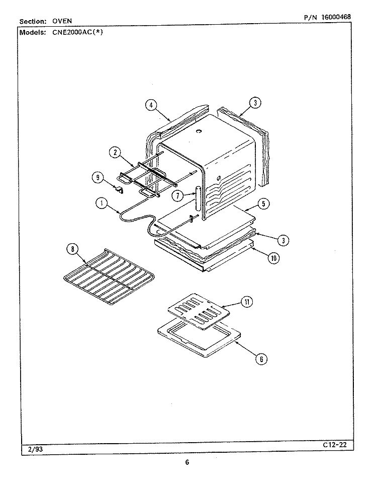 OVEN Diagram and Parts List for CNE2000ACW  Maytag Range