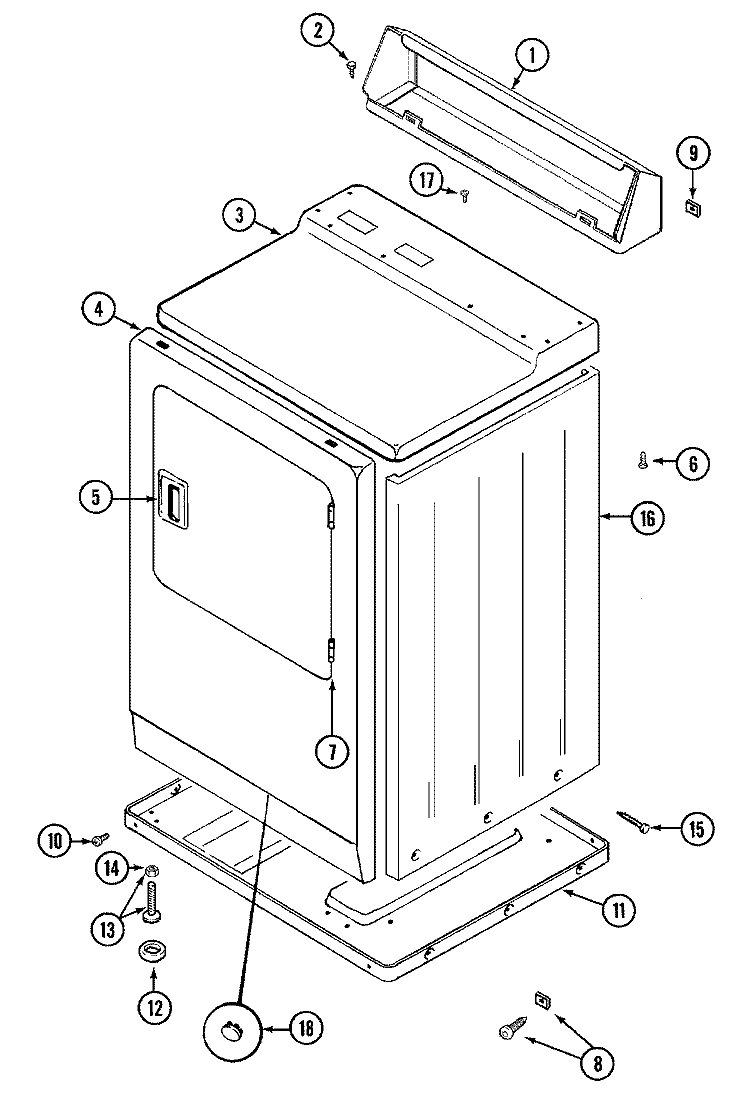 CABINET - FRONT Diagram and Parts List for  Maytag Dryer