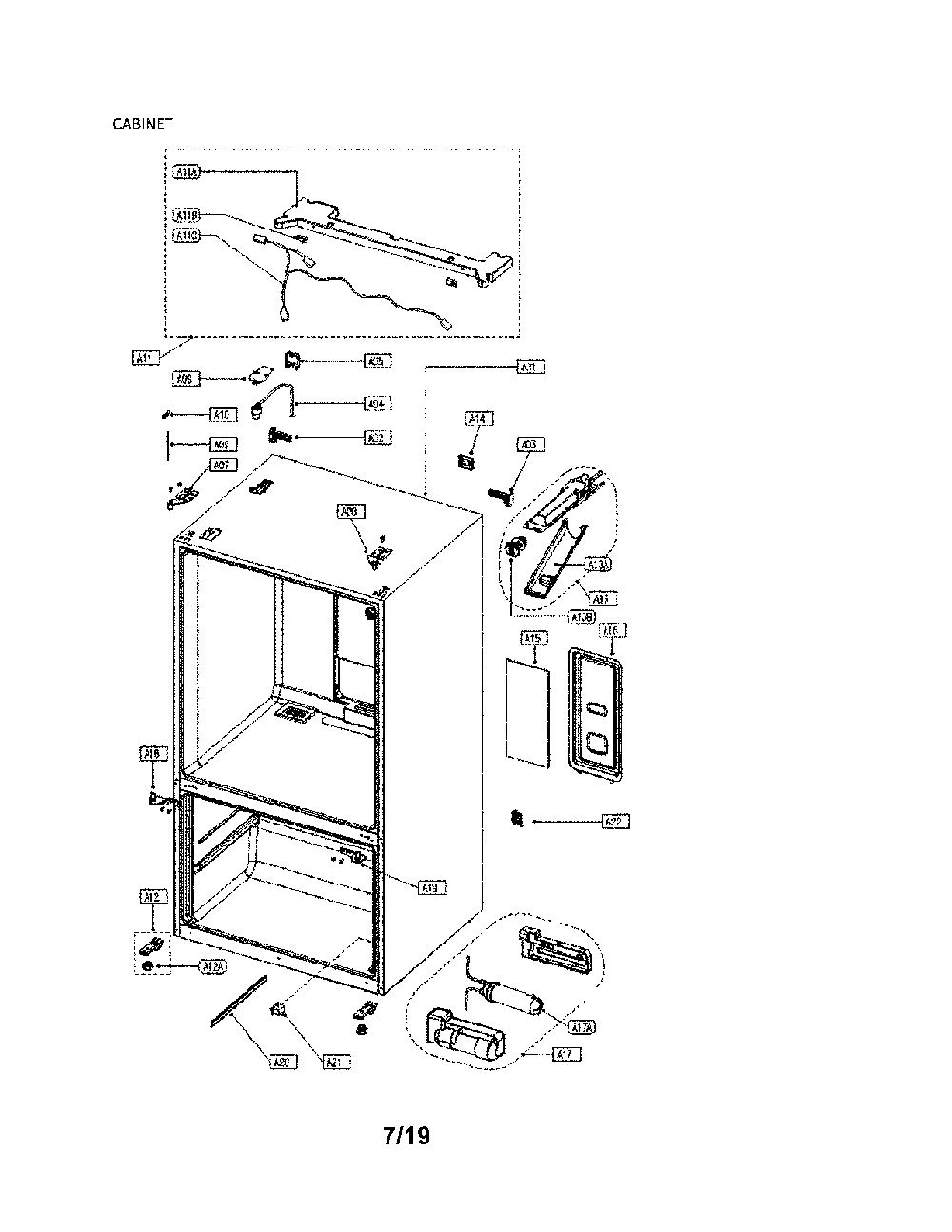 Cabinet Diagram and Parts List for 11173307910  Kenmore Refrigerator