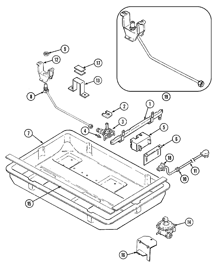 BODY Diagram and Parts List for  Magic Chef Cooktop