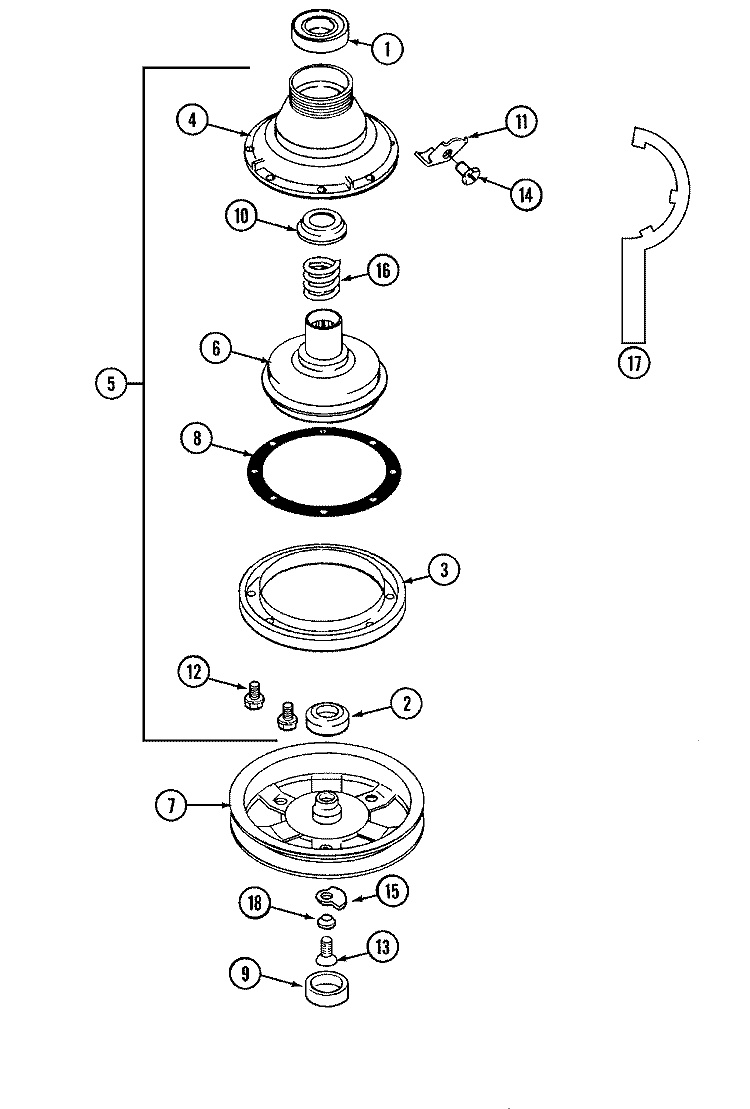 CLUTCH, BRAKE & BELTS Diagram and Parts List for  Maytag Washer