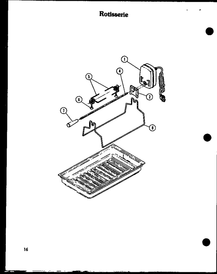 Rotisserie Diagram and Parts List for AKM-1-P85558-1S  Amana Range