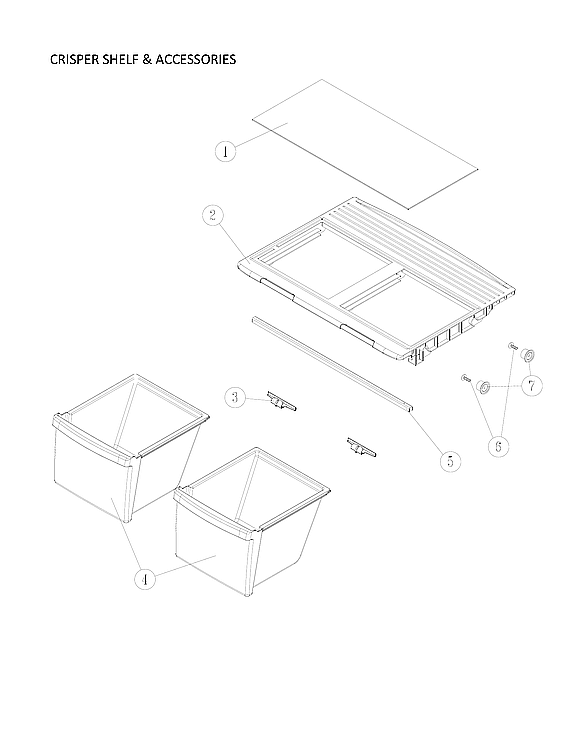 Crisper Shelf And Accessories Diagram and Parts List for 11160512913  Kenmore Refrigerator