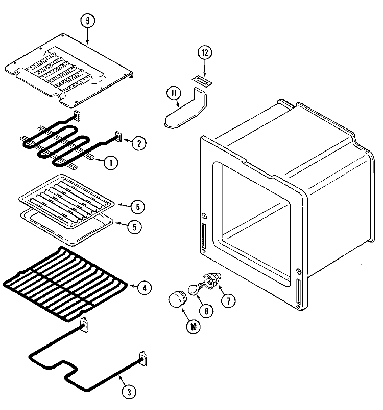 OVEN Diagram and Parts List for  Magic Chef Range