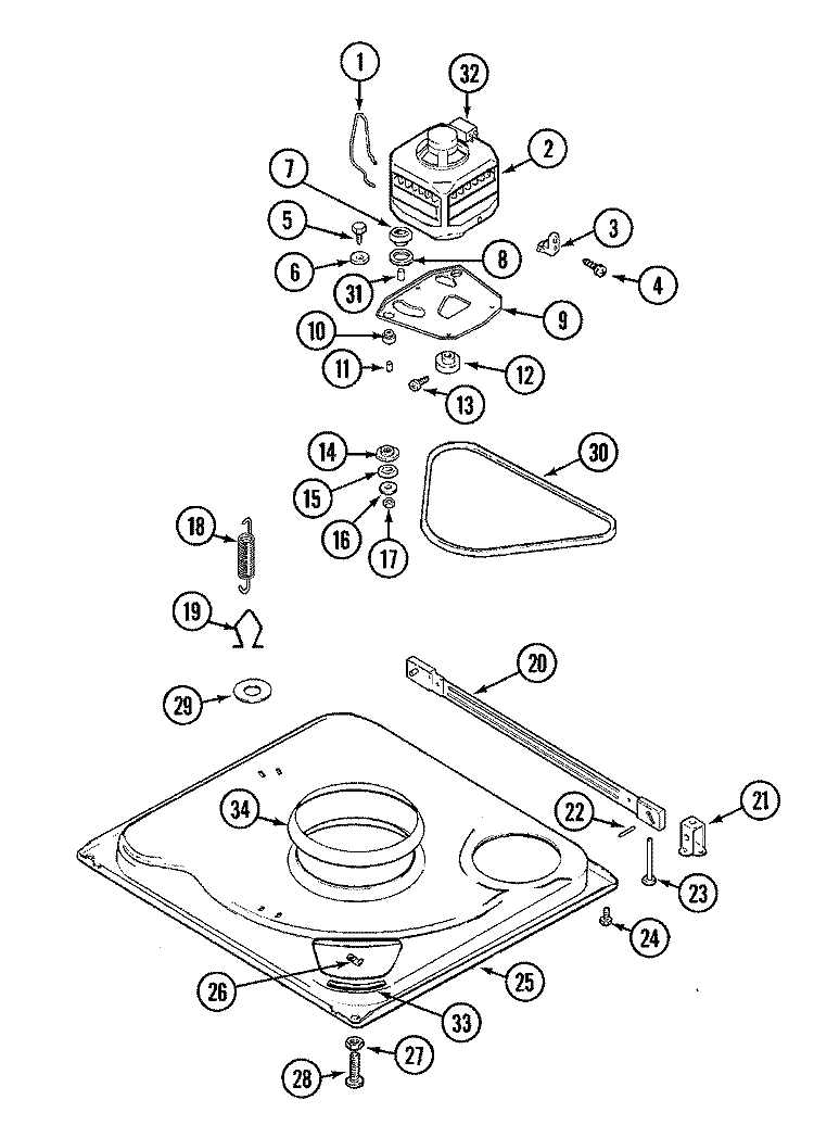 BASE Diagram and Parts List for  Crosley Washer