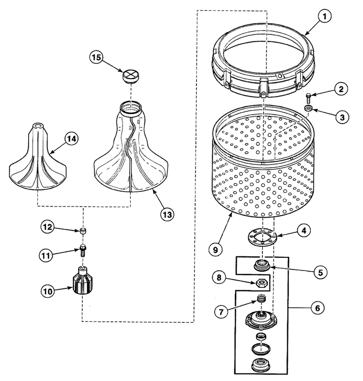 Agitator Diagram and Parts List for SWT420LA  Speed Queen Washer