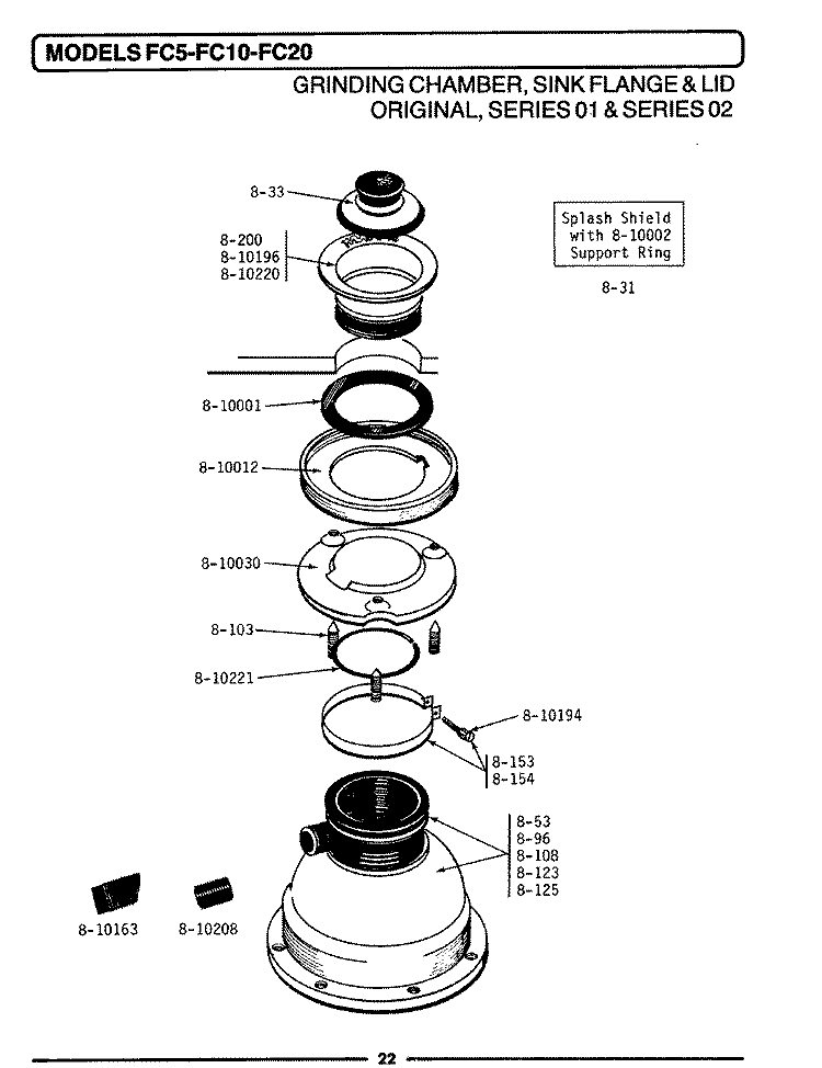 GRINDING CHAMBER, SINK FLANGE & LID 01 Diagram and Parts List for  Maytag Food Waste Disposer