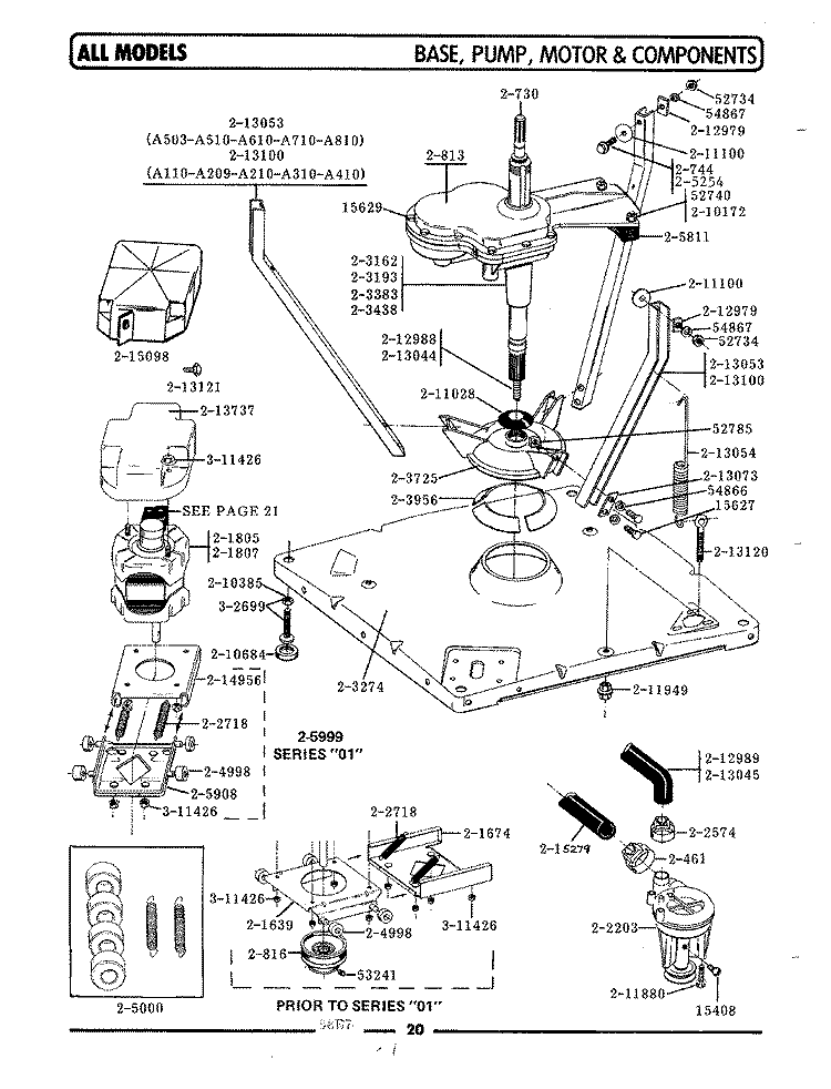 BASE, PUMP, MOTOR & COMPONENTS Diagram and Parts List for  Maytag Washer