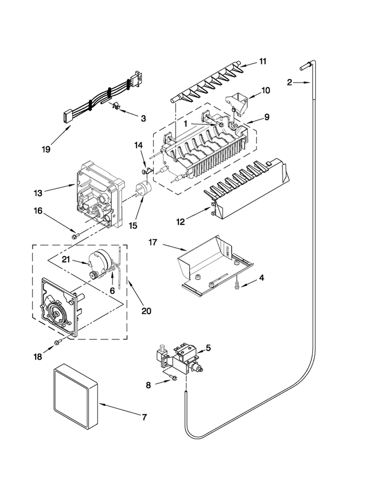 Icemaker Parts Diagram and Parts List for MSD2550VES02  Maytag Refrigerator