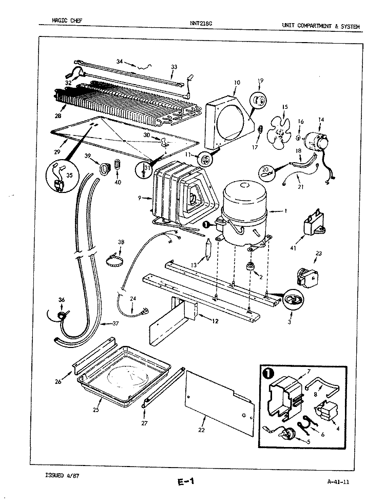 UNIT COMPARTMENT & SYSTEM Diagram and Parts List for NNT218GA 7A34A Maytag Refrigerator