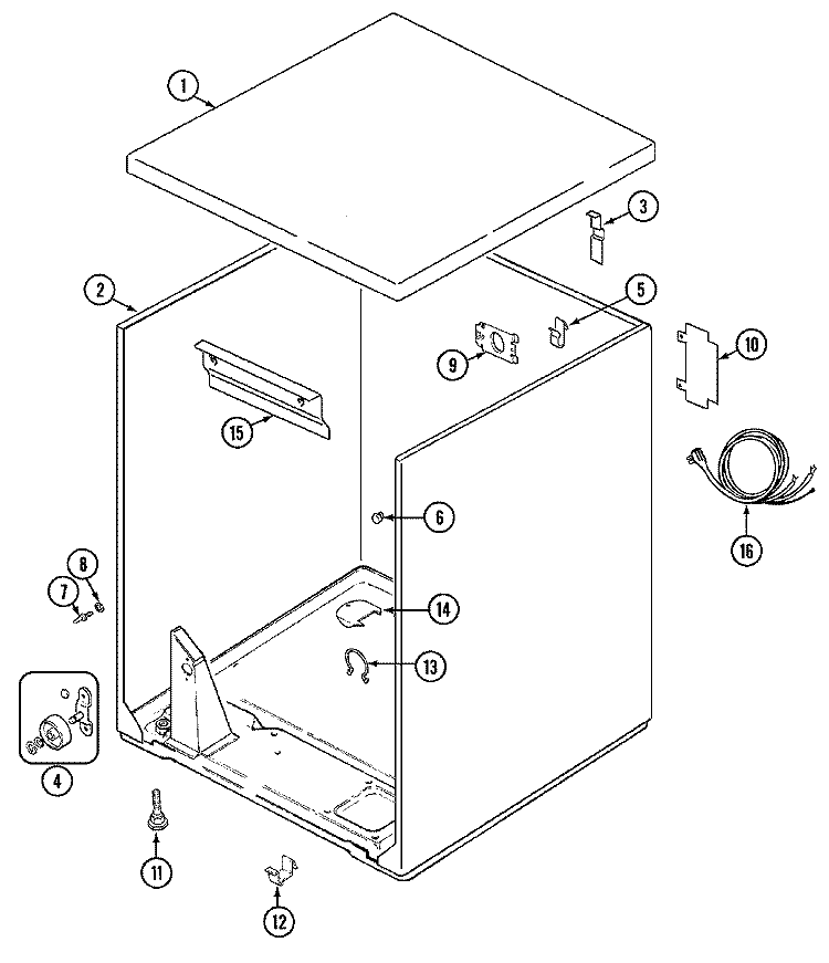 CABINET Diagram and Parts List for  Crosley Dryer
