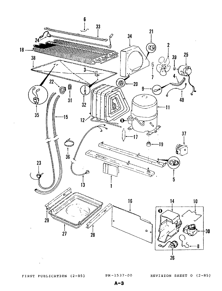 UNIT COMPARTMENT & SYSTEM Diagram and Parts List for 4D47A Magic Chef Refrigerator