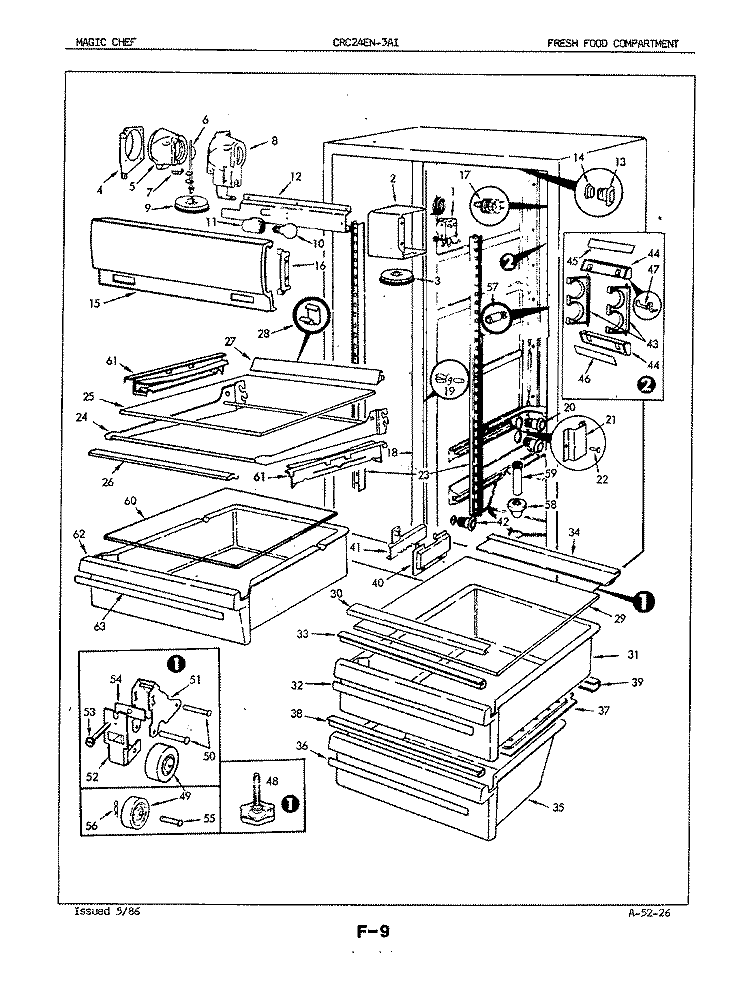 FRESH FOOD COMPARTMENT Diagram and Parts List for CRC24EN-3AI 5M75B Amana Refrigerator