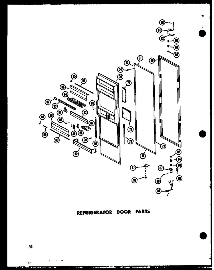 Refrigerator Door Parts Diagram and Parts List for SD19W-P60340-9W  Amana Refrigerator