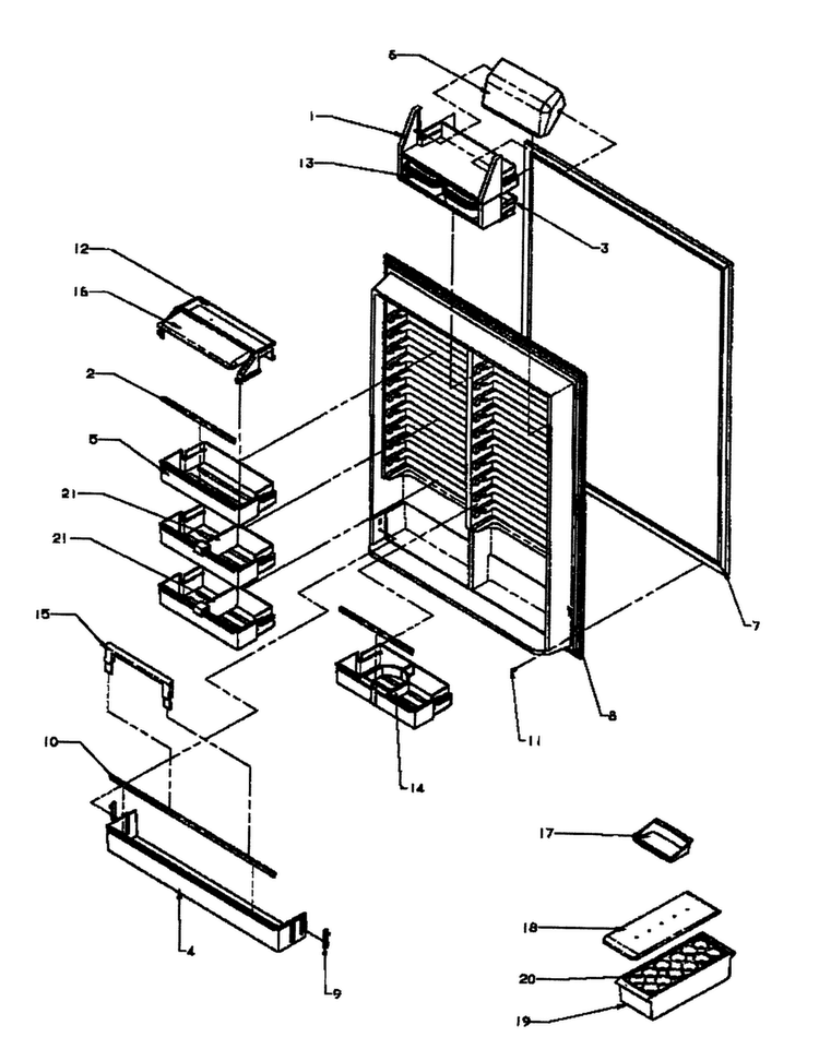 Refrigerator Inner Door Diagram and Parts List for BZ22RE-P1161601WE  Amana Refrigerator