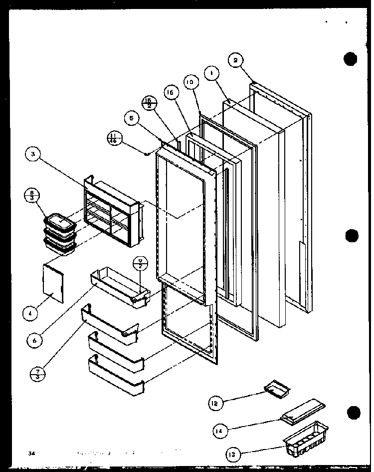 Section 1 Diagram and Parts List for SL22JB-P1116005W  Amana Refrigerator