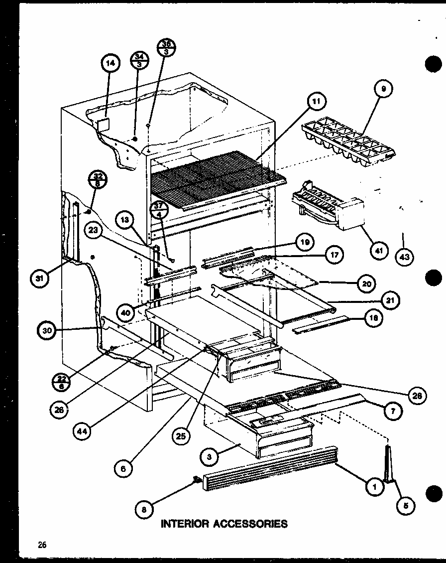 Interior Accessories (trg20sph/p7711038w) (trg20sph/p7711039w) Diagram and Parts List for TMI20SPH-P7711031W  Amana Refrigerator