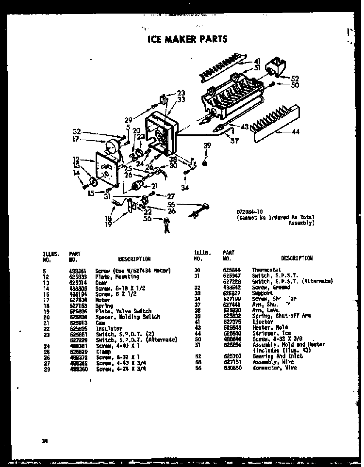 Ice Maker Parts Diagram and Parts List for SDI22W-C-P60340-74WC  Amana Refrigerator