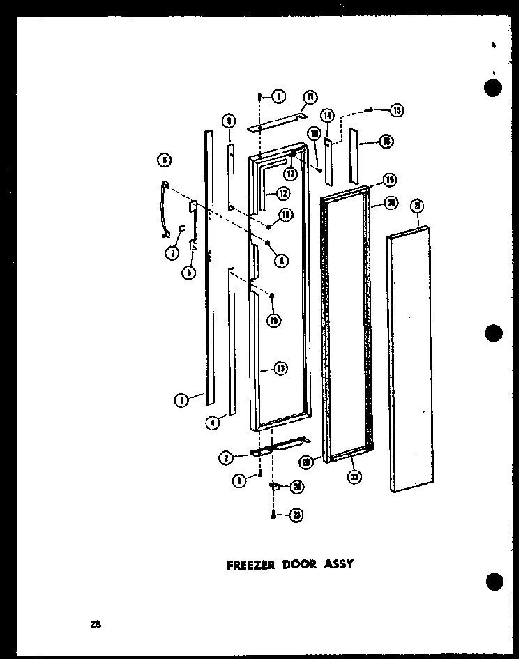 Freezer Door Assy Diagram and Parts List for SD19W-P60340-9W  Amana Refrigerator