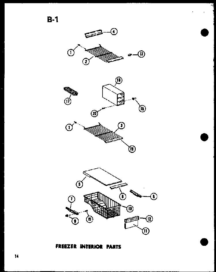 Freezer Interior Parts Diagram and Parts List for SR19E-1-G-P74870-22WG  Amana Refrigerator