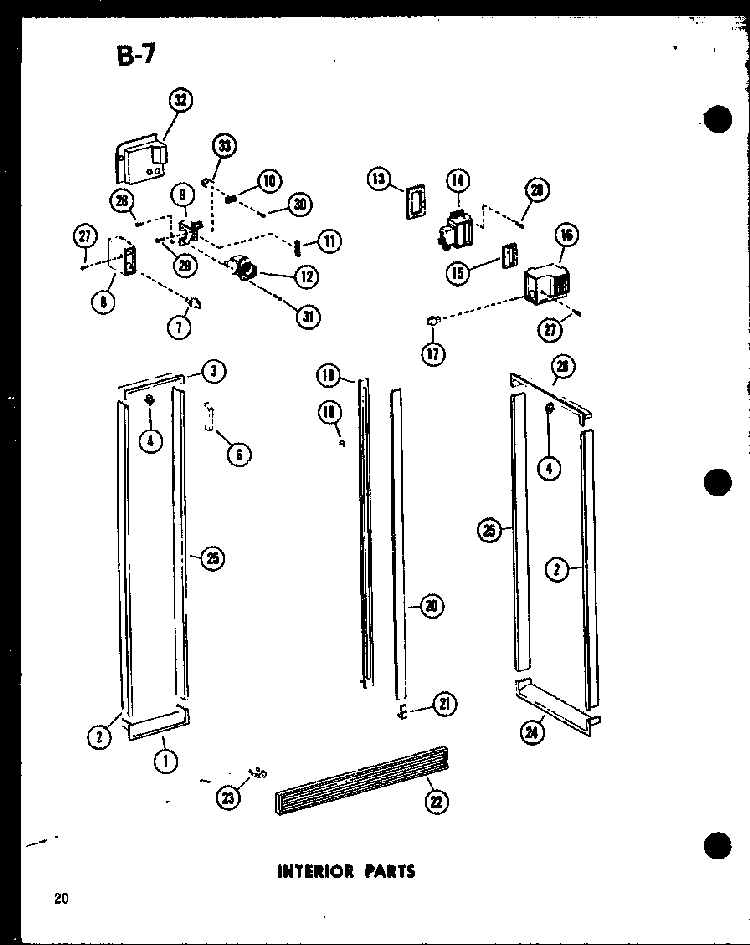 Interior Parts Diagram and Parts List for SR19E-1-G-P74870-22WG  Amana Refrigerator