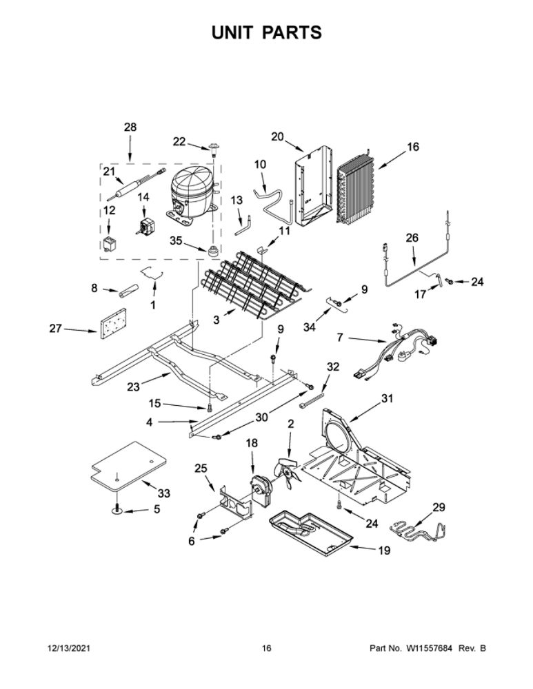 Unit Parts 1 Diagram and Parts List for  Maytag Refrigerator