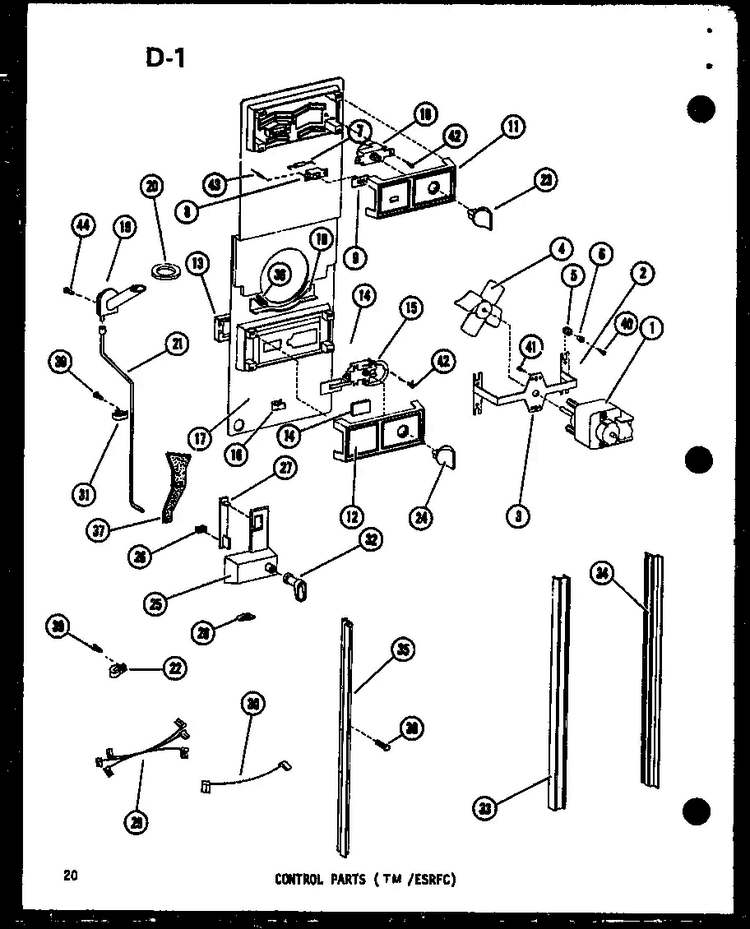 Control Parts Diagram and Parts List for ESR16E-G-P73953-27WG  Amana Refrigerator