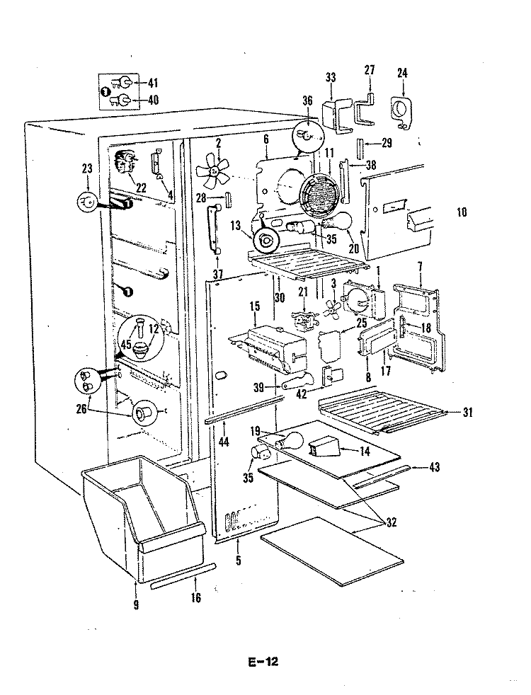 FREEZER COMPARTMENT Diagram and Parts List for RC24EY-3PW 5M76B Amana Refrigerator