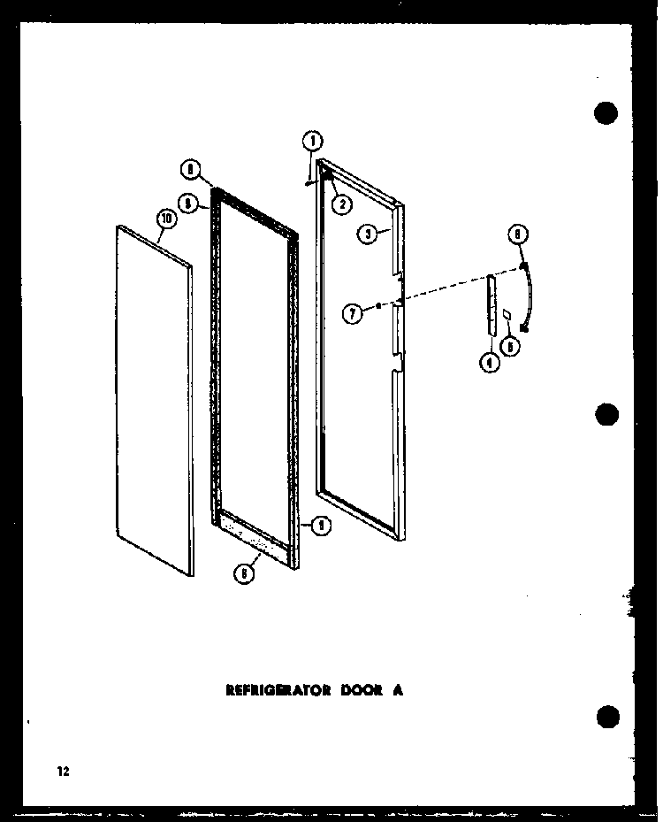 Refrigerator Door A Diagram and Parts List for ESR22D-P73900-20W  Amana Refrigerator