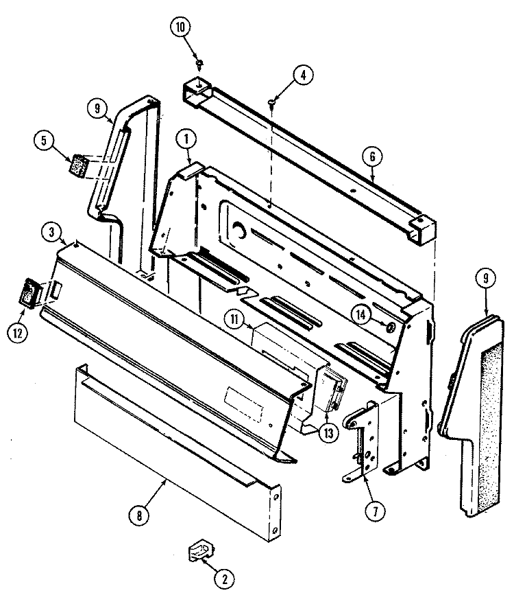 CONTROL PANEL Diagram and Parts List for  Magic Chef Range