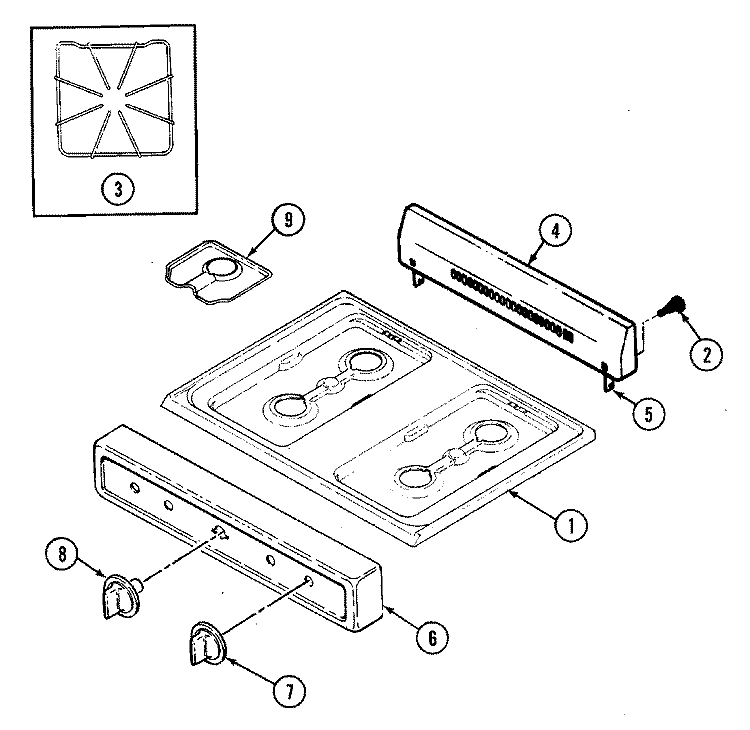 TOP ASSY. / CONTROL PANEL Diagram and Parts List for CRPA200AXL  Admiral Range