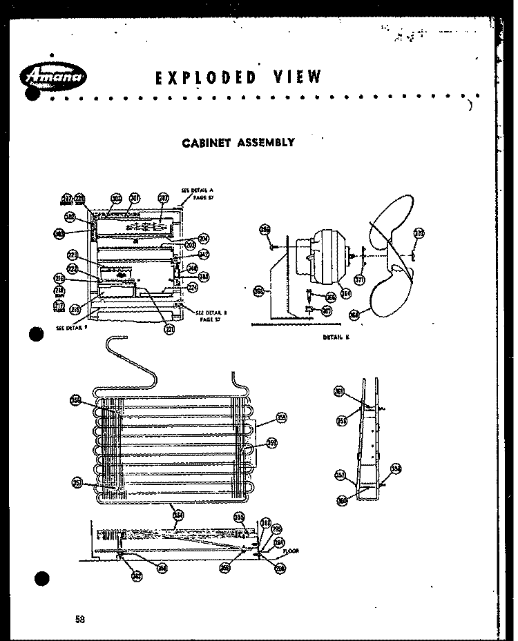 CABINET ASSY Diagram and Parts List for FPR98A  Amana Refrigerator