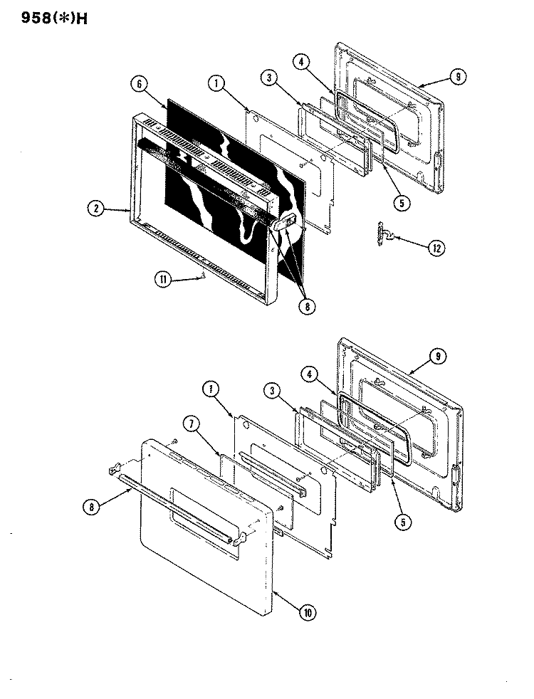 DOOR Diagram and Parts List for 958AH-CZW  Admiral Range