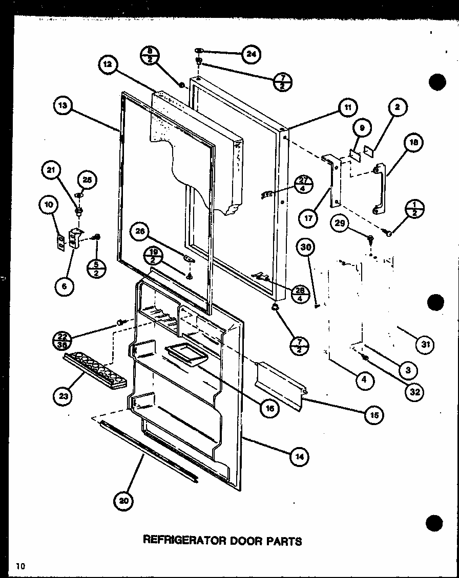 Refrigerator Door Parts (tm16j/p7739001w) (tr16j/p7739002w) Diagram and Parts List for TM20J-P7739008W  Amana Refrigerator
