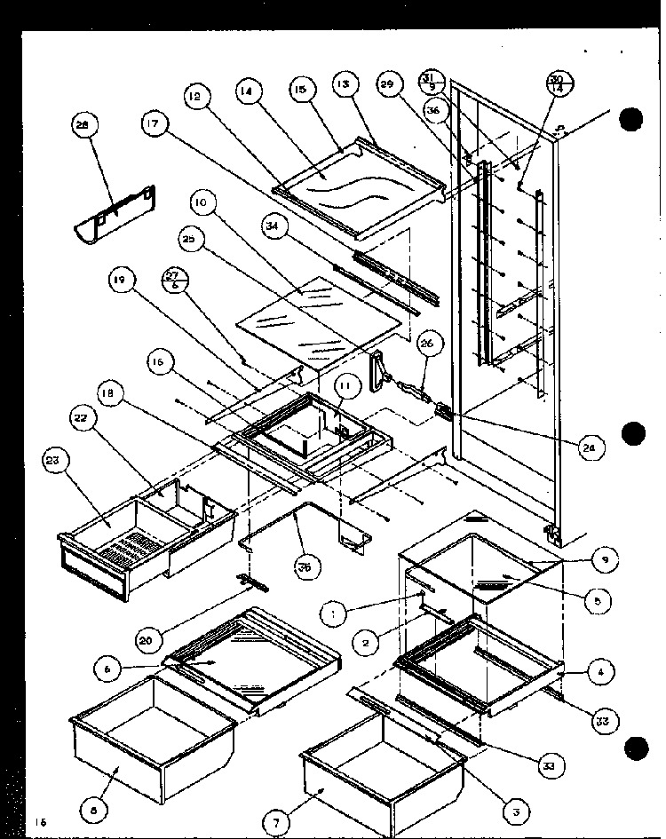 Section 15 Diagram and Parts List for SL22JB-P1116005W  Amana Refrigerator