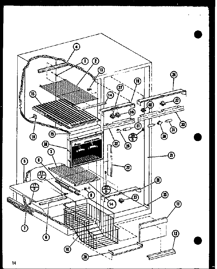 Freezer Shelves Diagram and Parts List for SDI22F-L-P7700011WL  Amana Refrigerator